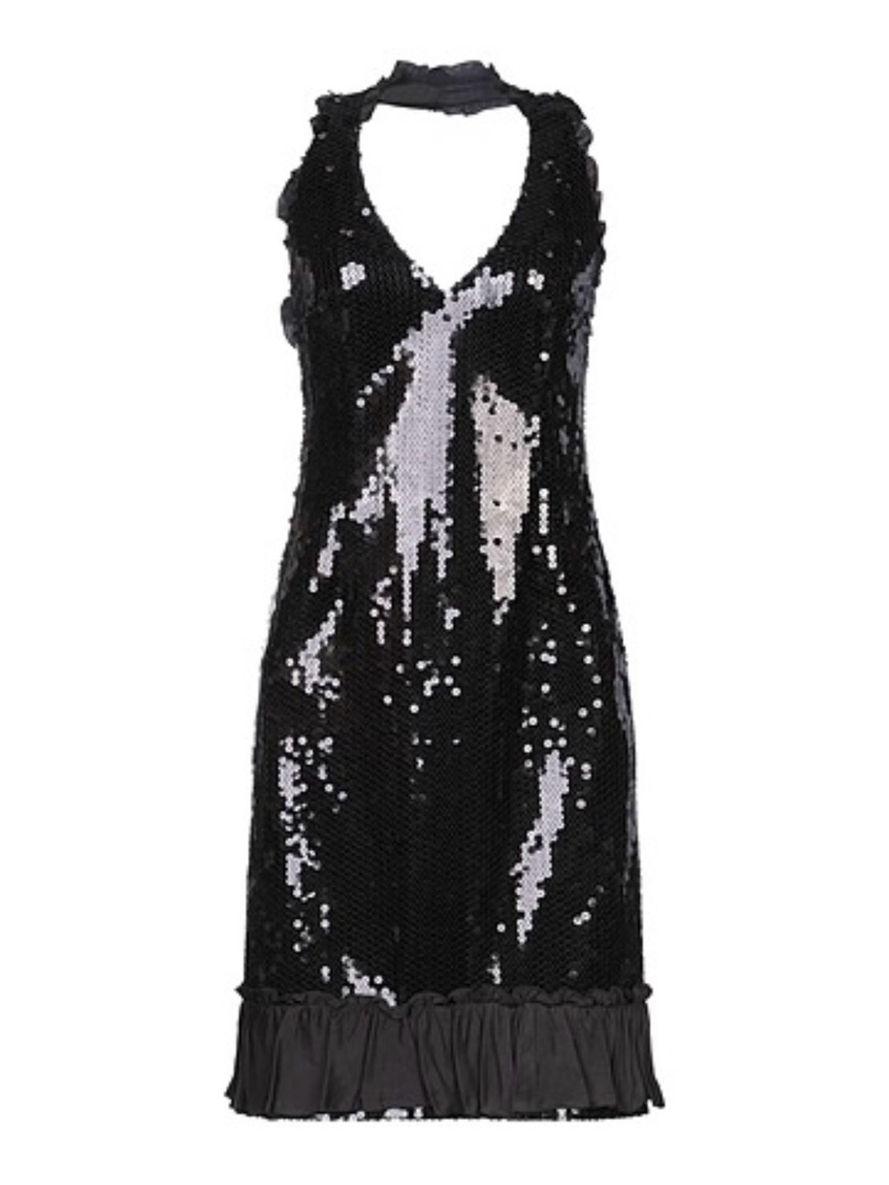 Moschino Cheap&Chick Black Sequin Backless Halter Dress, NWT, US6